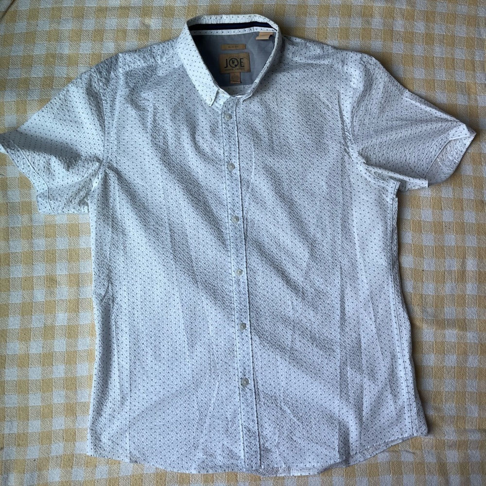 Joseph Abboud White Patterned Casual Button Down